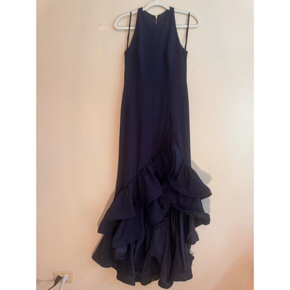 BETSY & ADAM navy Ruffle gown prom Hem Dress size 6P - Picture 8 of 8